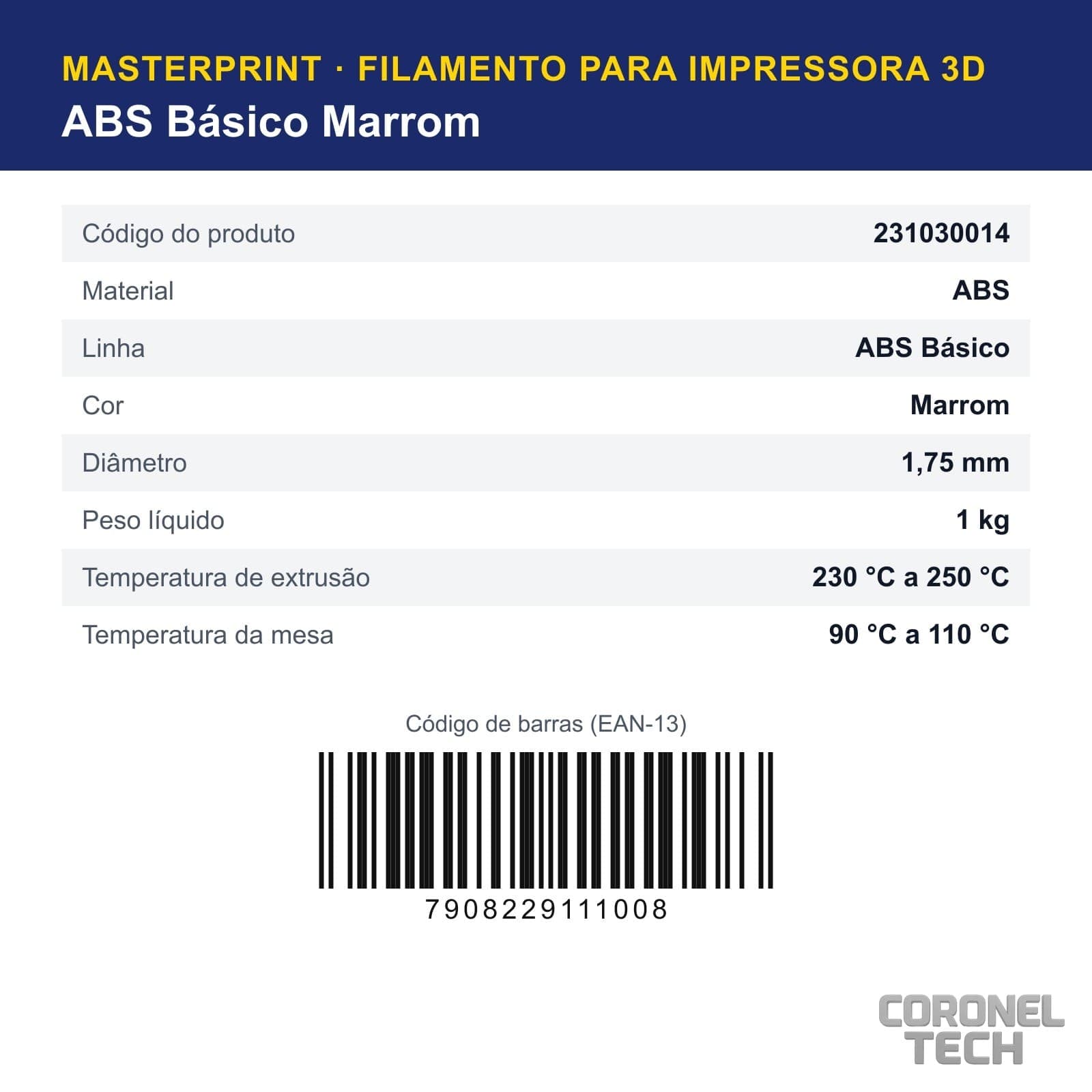 ABS Marrom: dados e códigos do produto