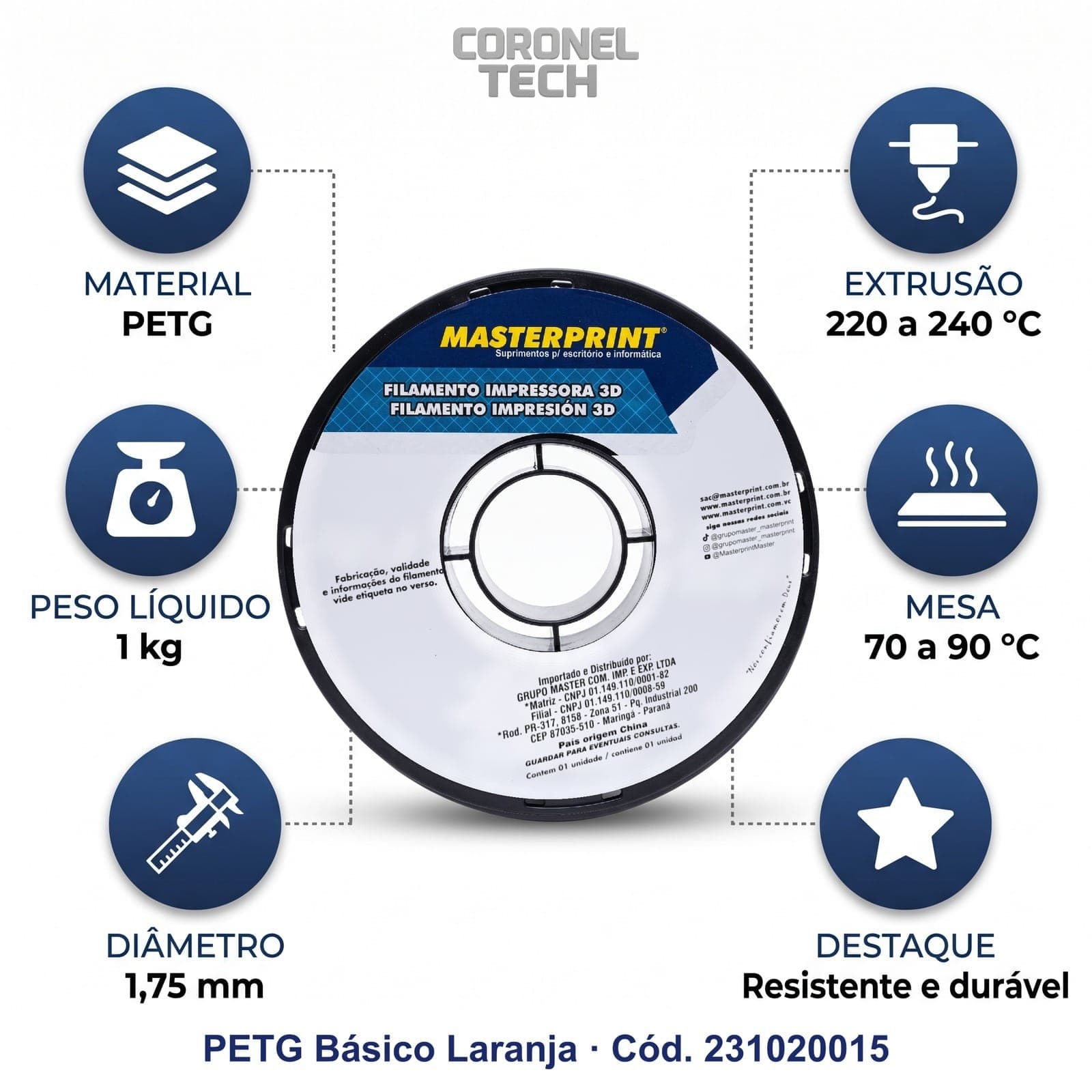PETG Laranja: os dados do material