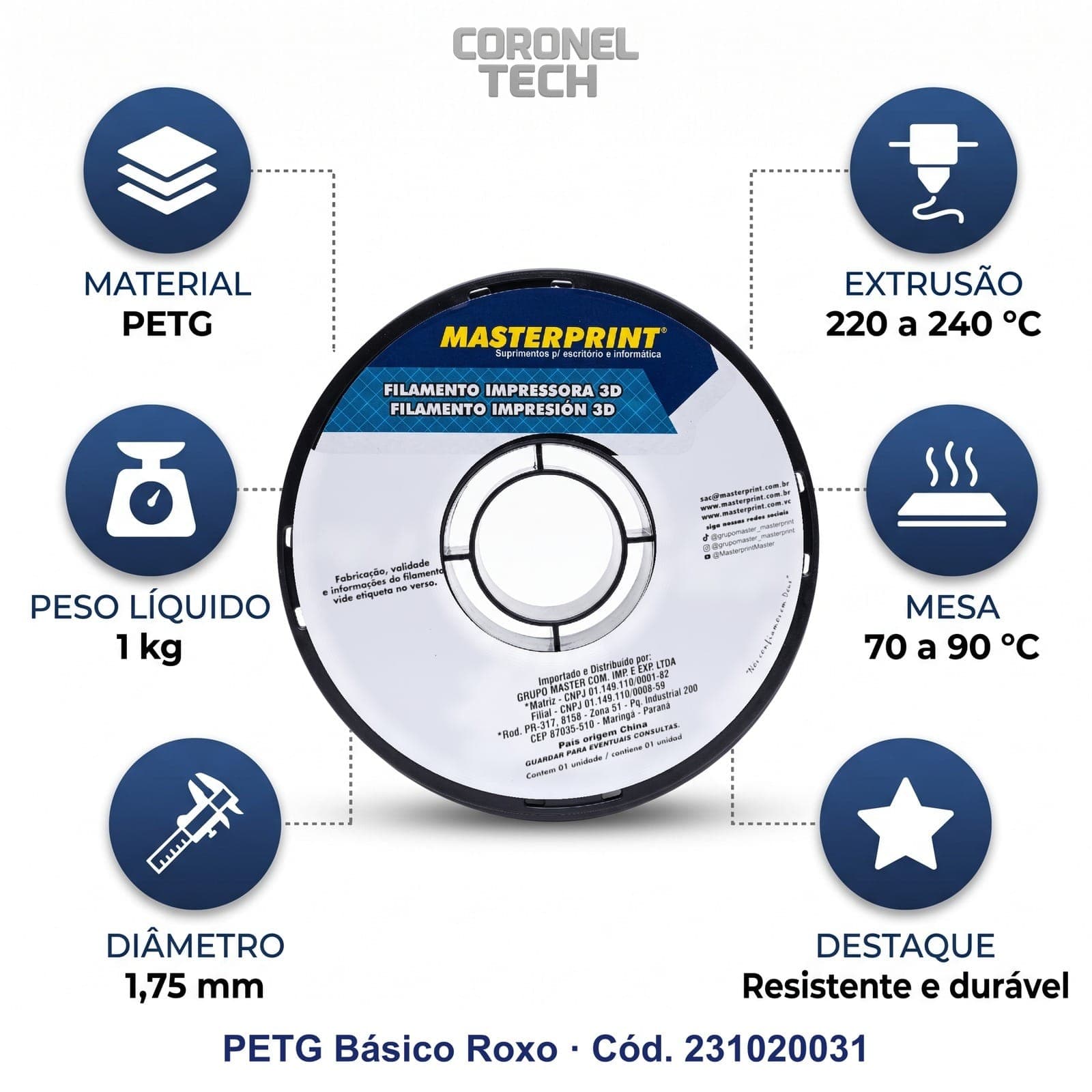 PETG Roxo: os dados do material