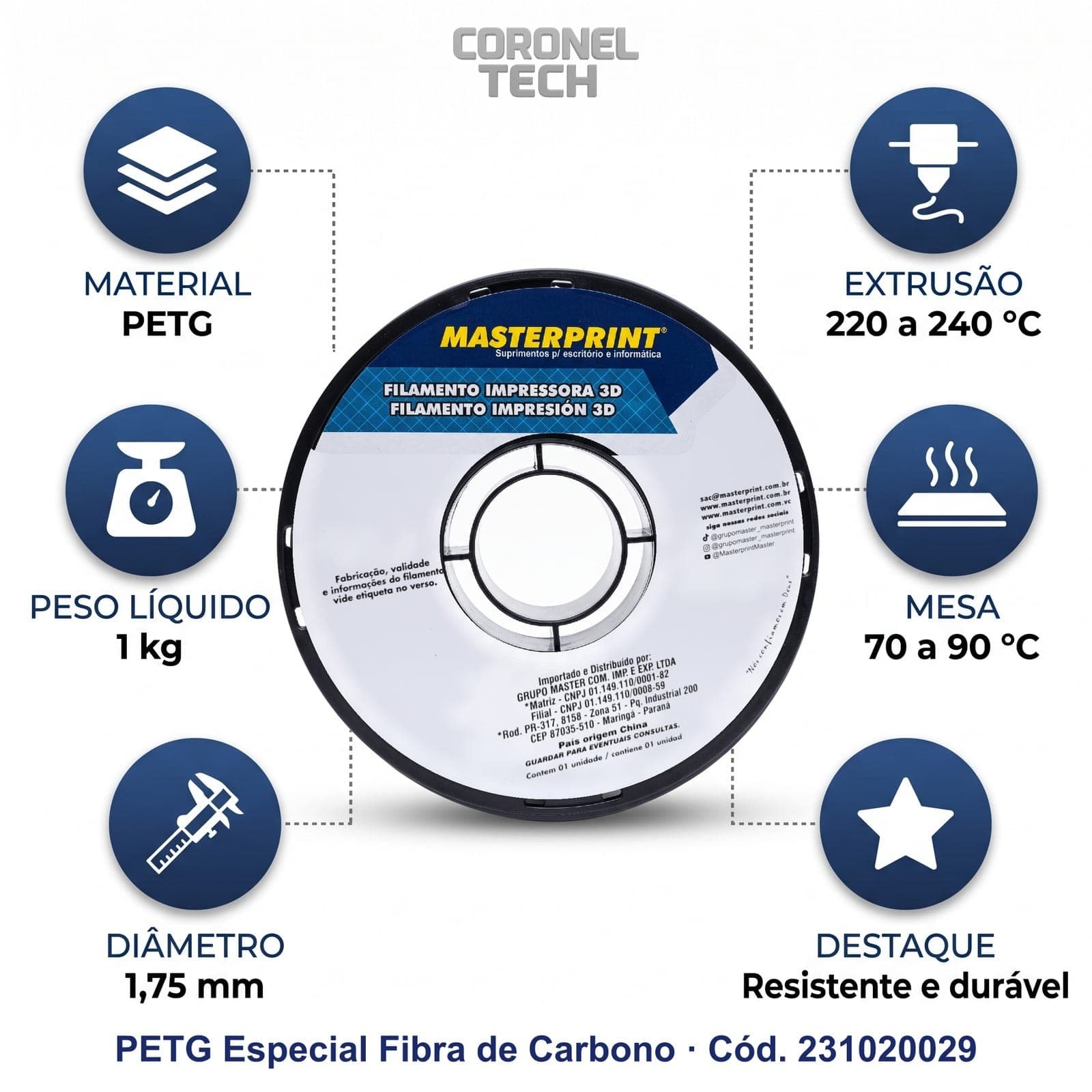 PETG Especial Fibra de Carbono: os dados do material