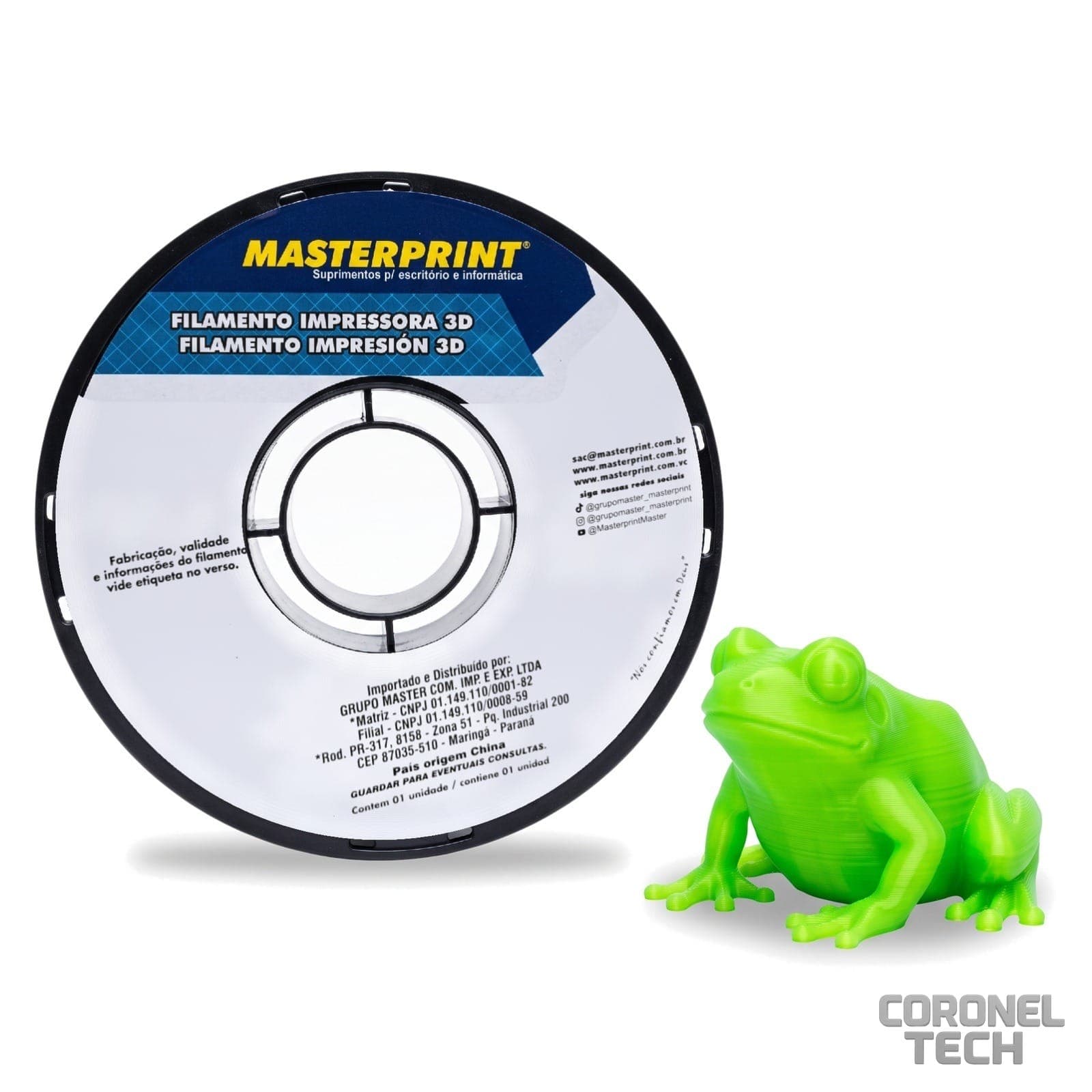 PETG Translúcido Verde Neon: rolo e peça impressa na cor do filamento