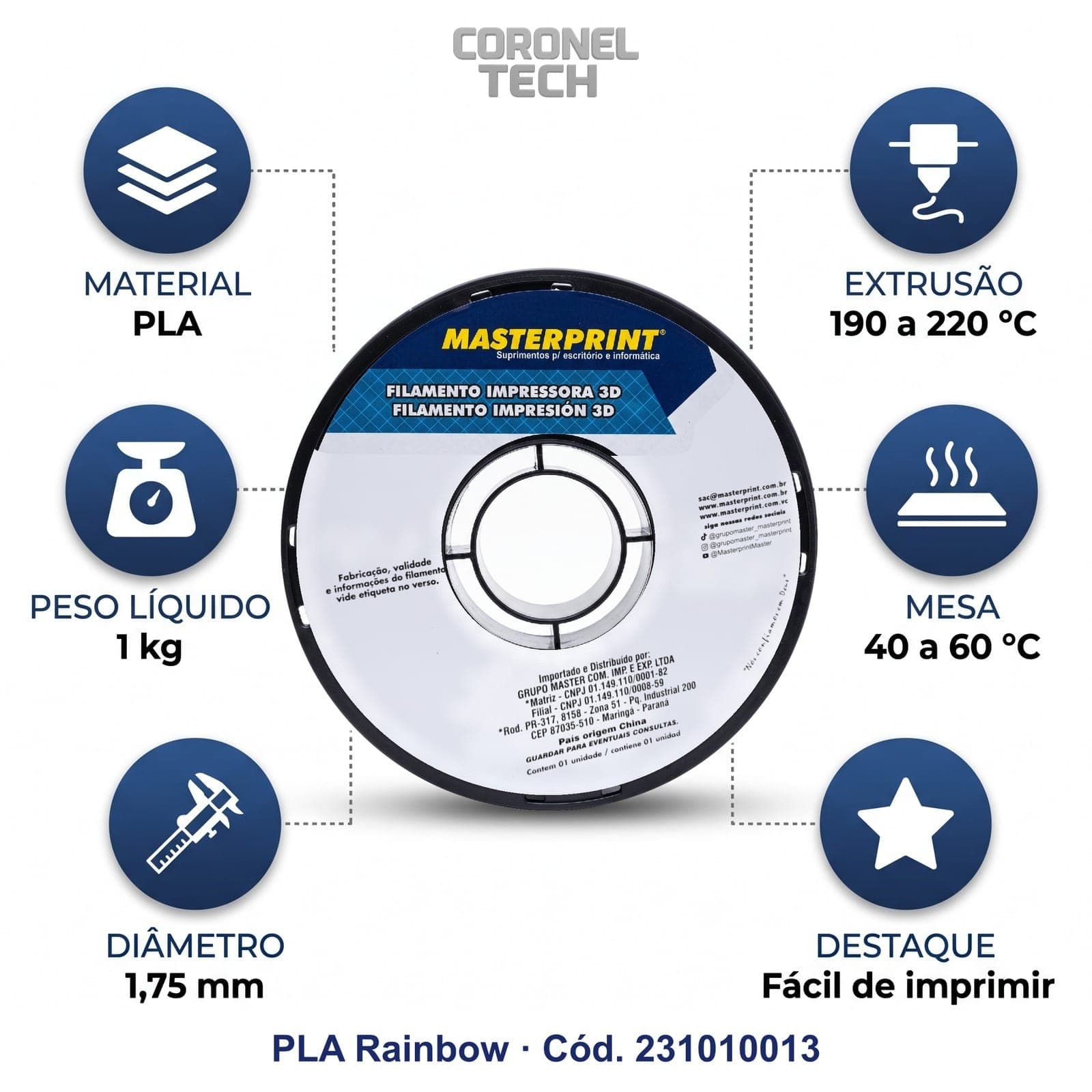 PLA Rainbow: os dados do material