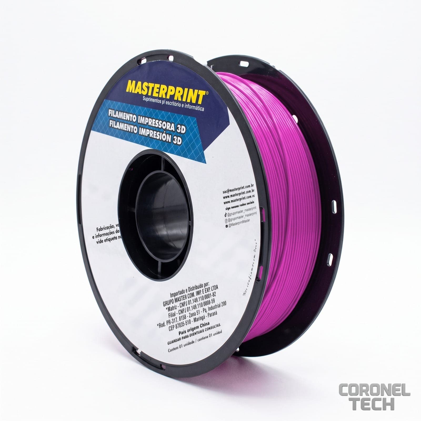 PLA Silk Fuchsia: o filamento no rolo, de lado