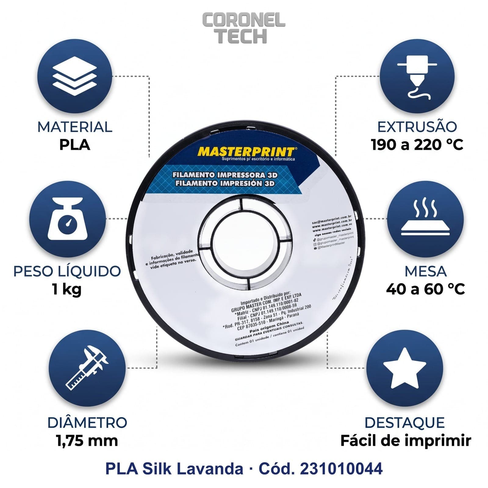 PLA Silk Lavanda: os dados do material