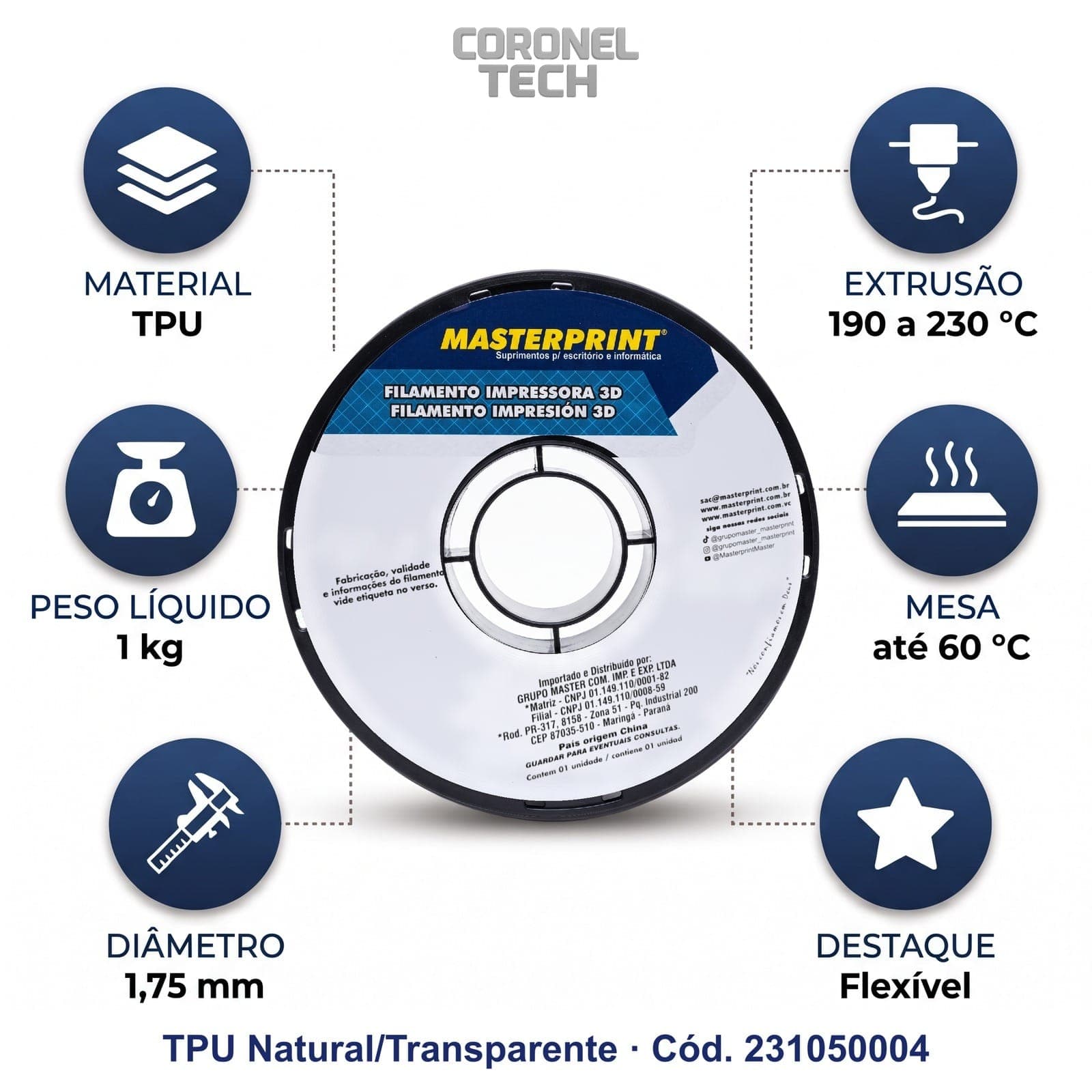 TPU Natural/Transparente: os dados do material